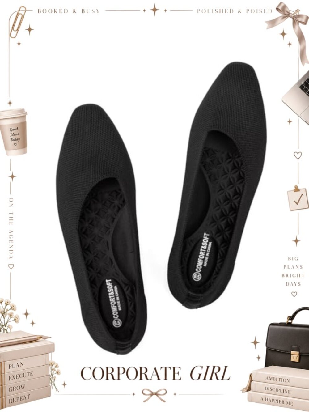 Frank Mully Knitted Flats Square Toe Arch Support Ballet Comfort Walking